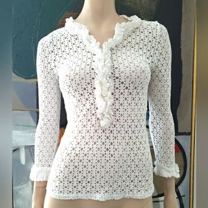 Anne Fontaine | Eyelet Blouse with Ruffle Detail